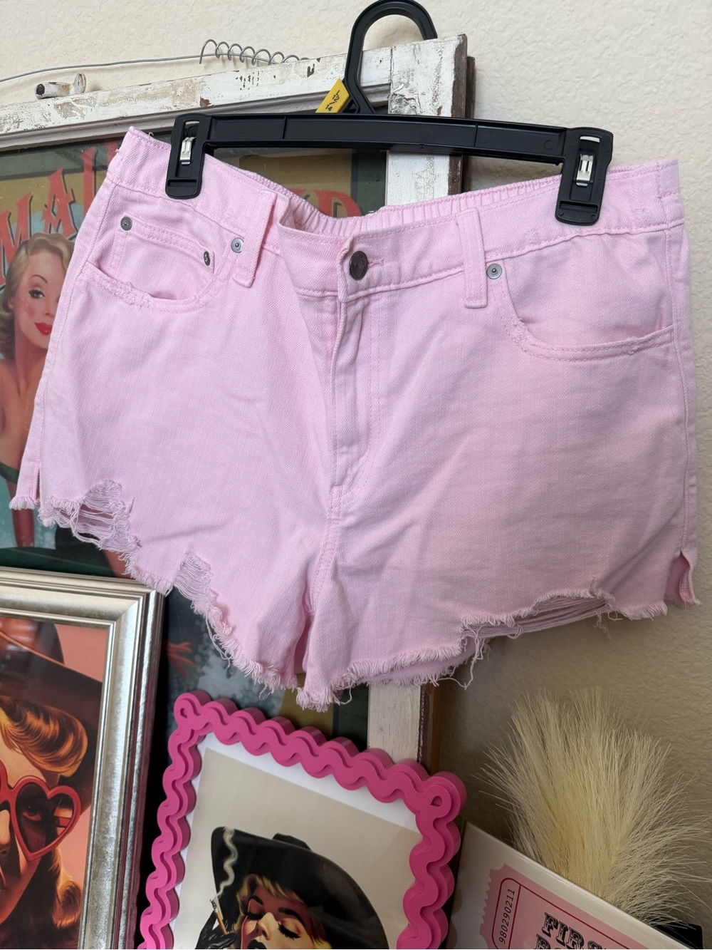 aerie Pastel Pink Denim Cutoff Shorts
